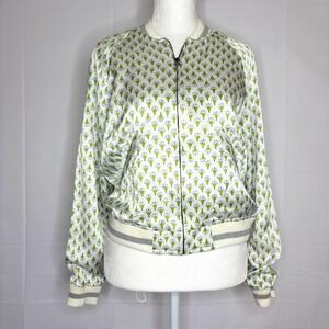 Anthropologie Tiny Editions Satin Bomber Jacket XS Coquette Y2 Embroidered